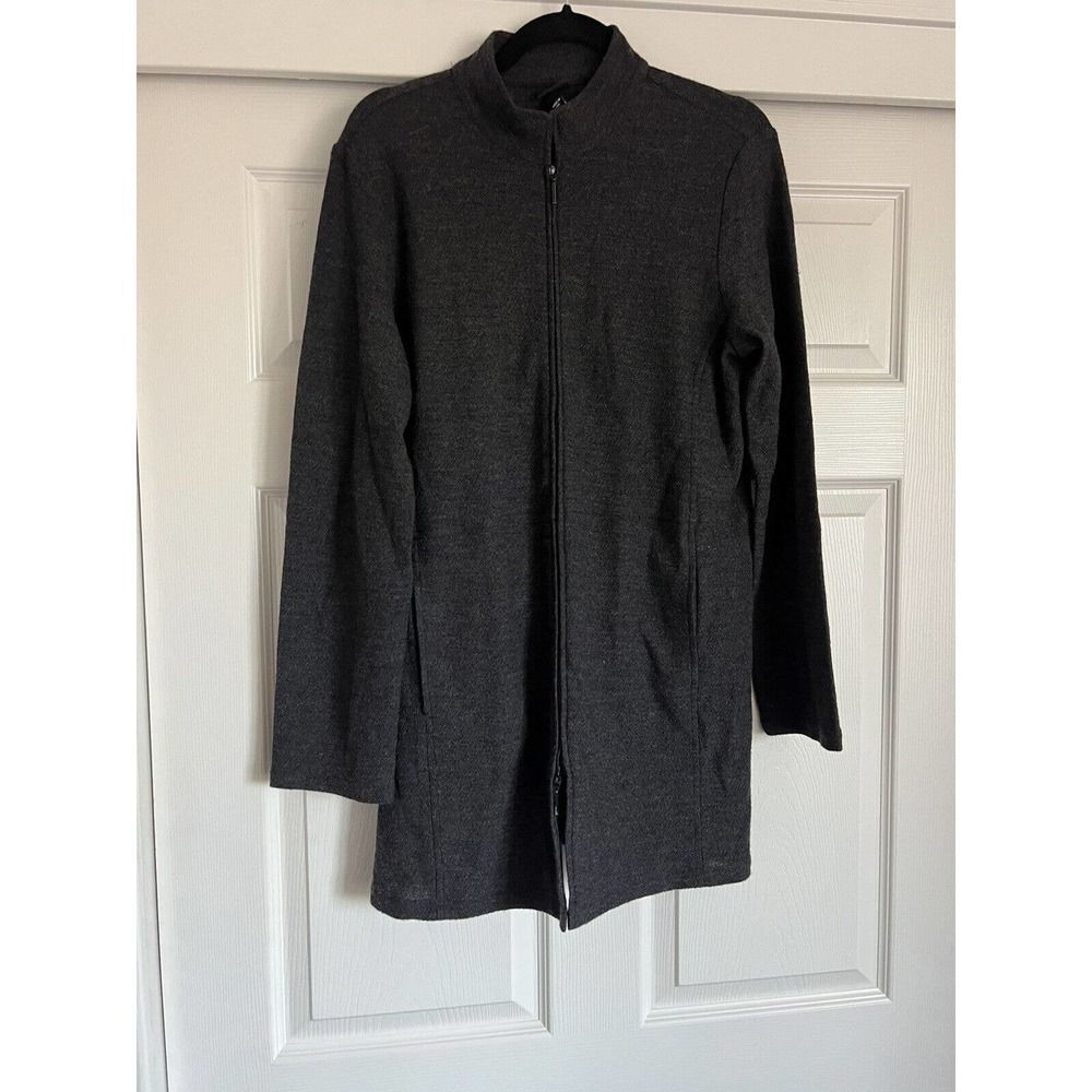 Eileen Fisher Women’s Sz Medium Dark Gray/black Knit Jacket Full Zip